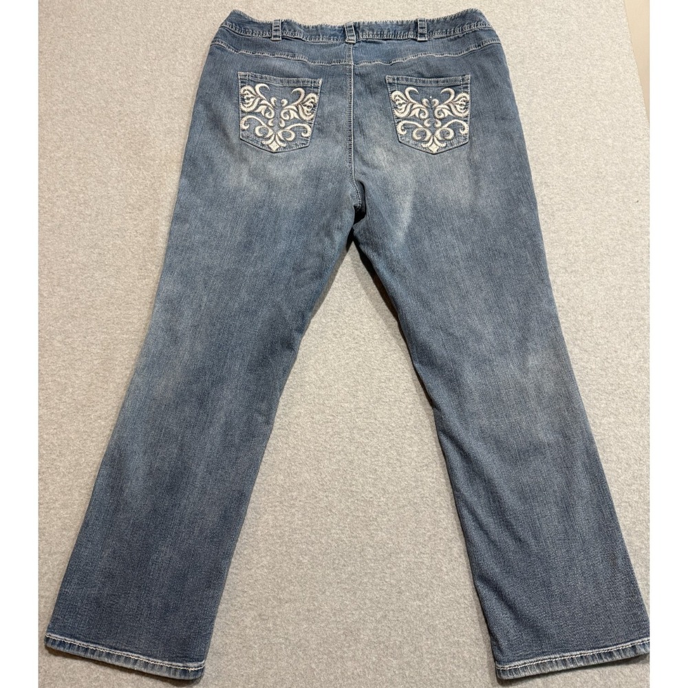 Lane Bryant Jeans Women's Size 24 Blue Floral Embroidered Pockets Stretch Denim